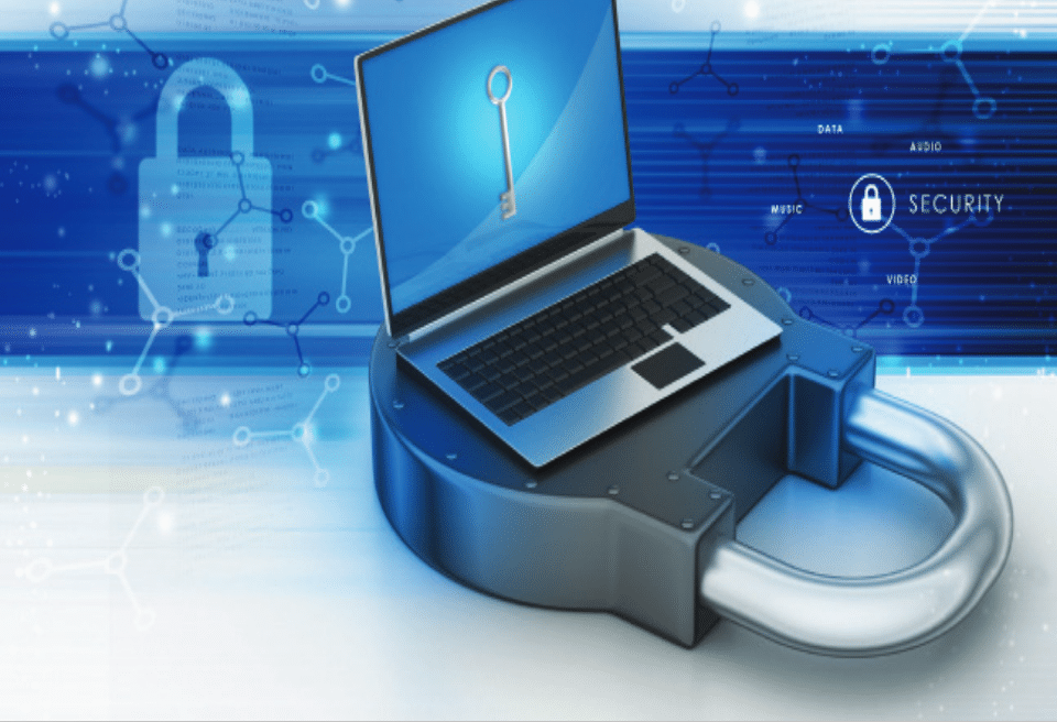 locked laptop cybersecurity