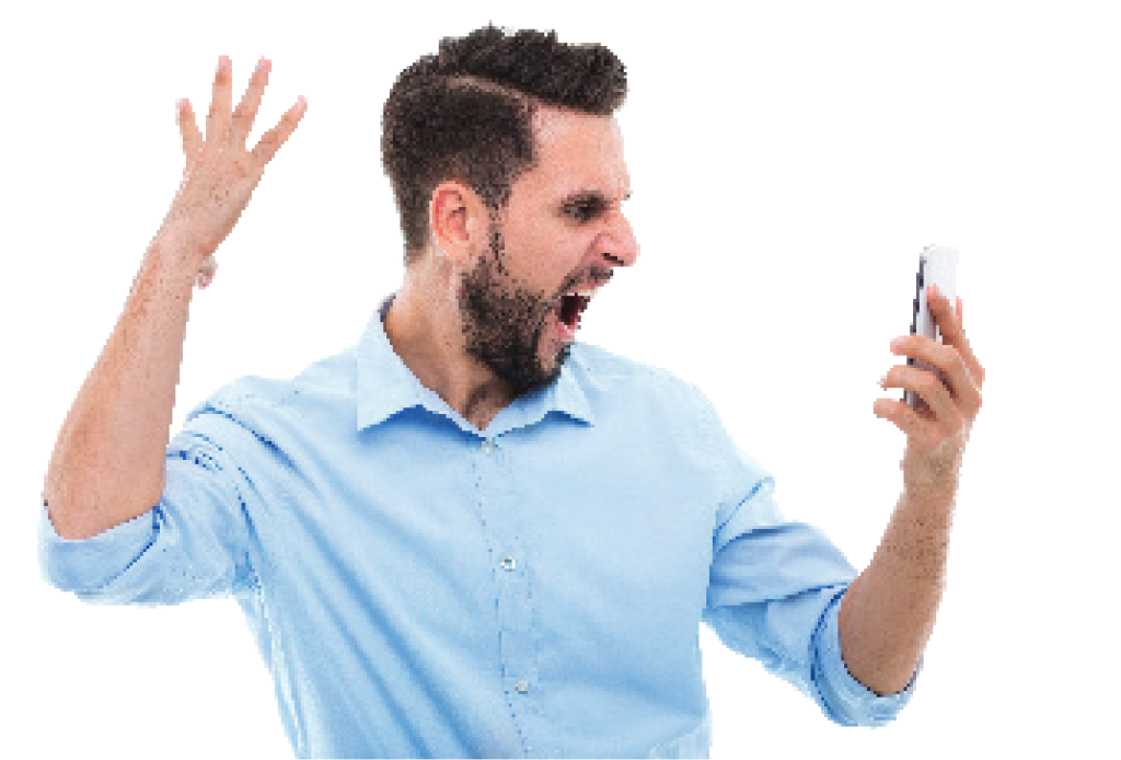 surprised man holding smartphone
